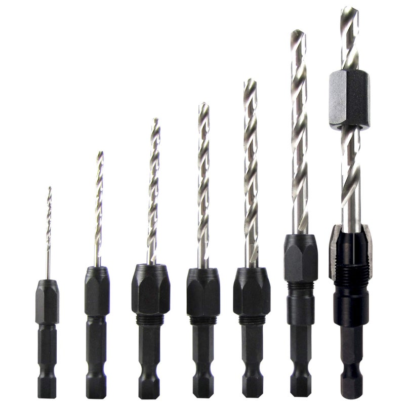 Make it Snappy Tools 40020 7-Piece Drill Bit Adapter Set, Use on Metal, Wood or Plastic, 1/16, 3/32, 1/8, 5/32, 3/16, 7/32 and 1/4 Inch Bit Size, Hex Shank Socket - Image 1
